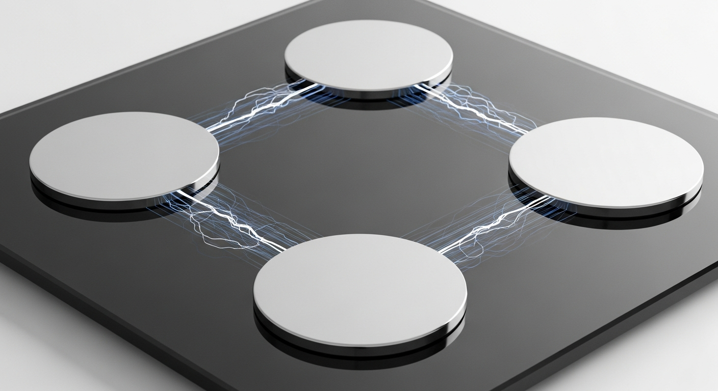 Close-up of smart scale BIA electrode pads used for body composition