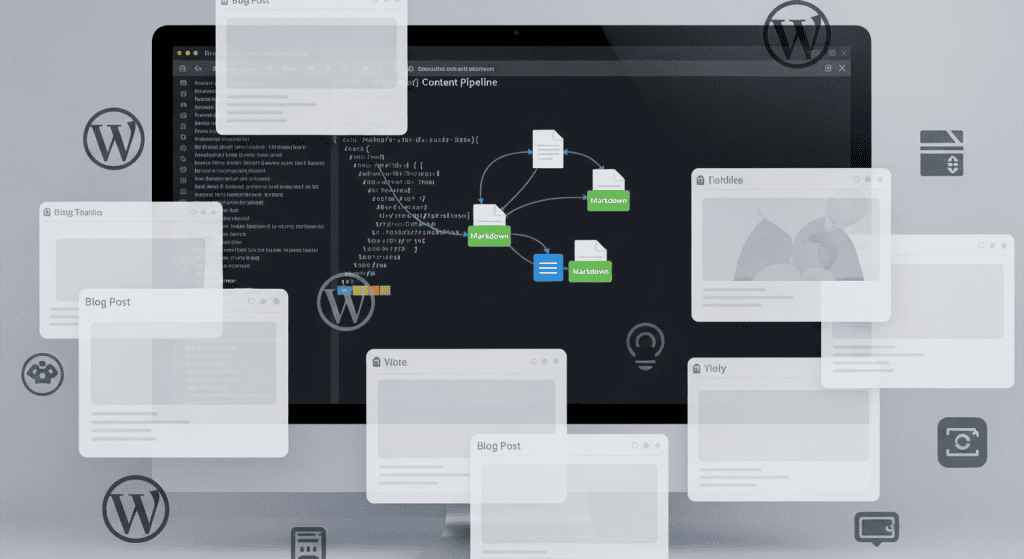 AI-powered content pipeline workflow on a terminal screen