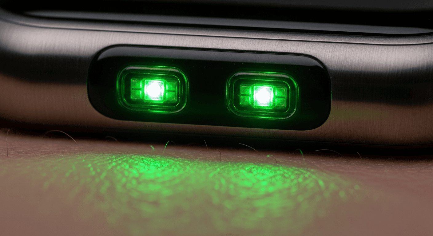 Optical heart rate sensor on a fitness tracker