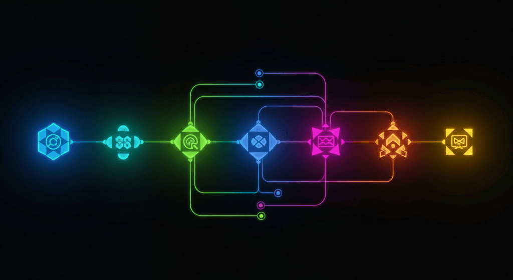 n8n automation workflow builder interface showing connected nodes for task automation