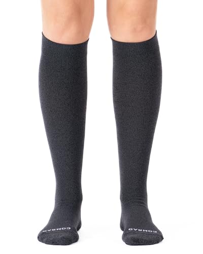 Comrad Heather Charcoal knee-high compression socks, Wide Calf Large, 15-20 mmHg graduated compression, fits 17-19 inch calf circumference