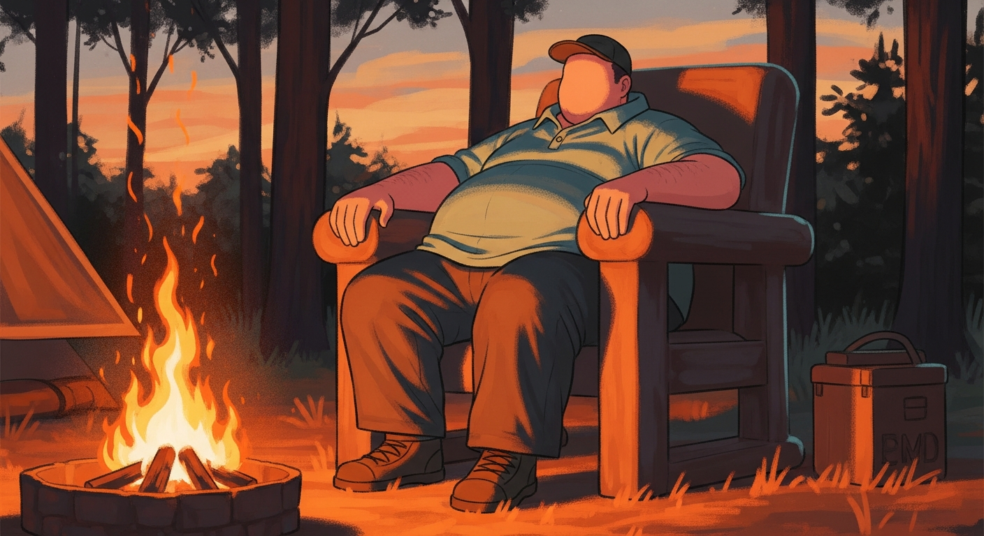 camping chairs for big guys - big man relaxing in heavy duty camp chair at outdoor setting