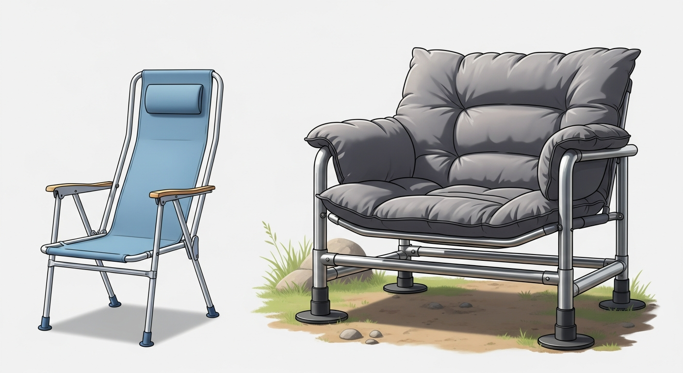 standard narrow camping chair versus oversized XL heavy duty big guy camping chair comparison