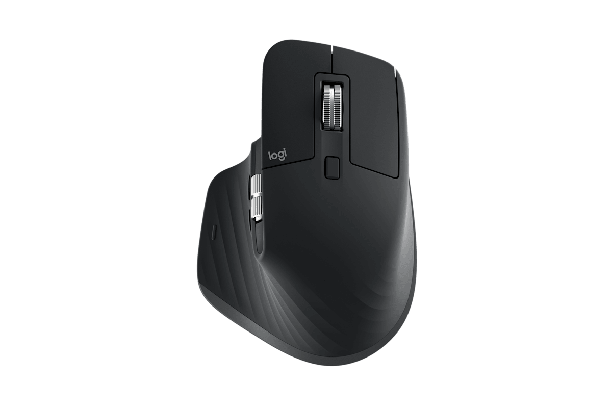 Logitech MX Master 3S ergonomic wireless mouse top view in black
