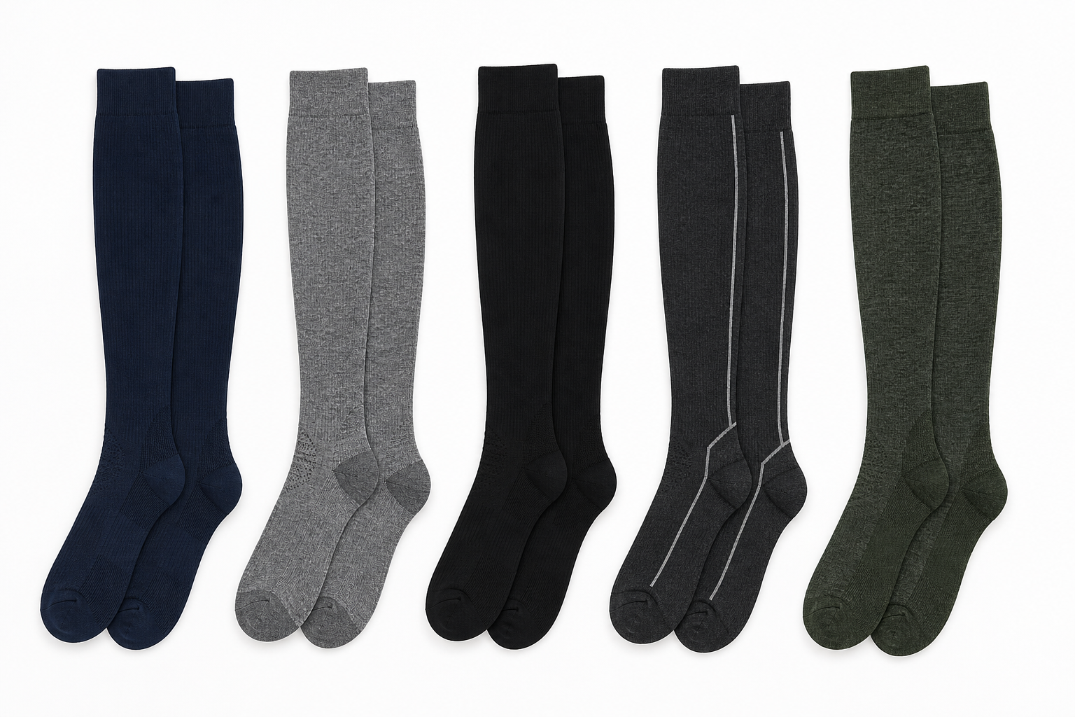 Comparison of five compression sock styles for big guys with wide calf sizing