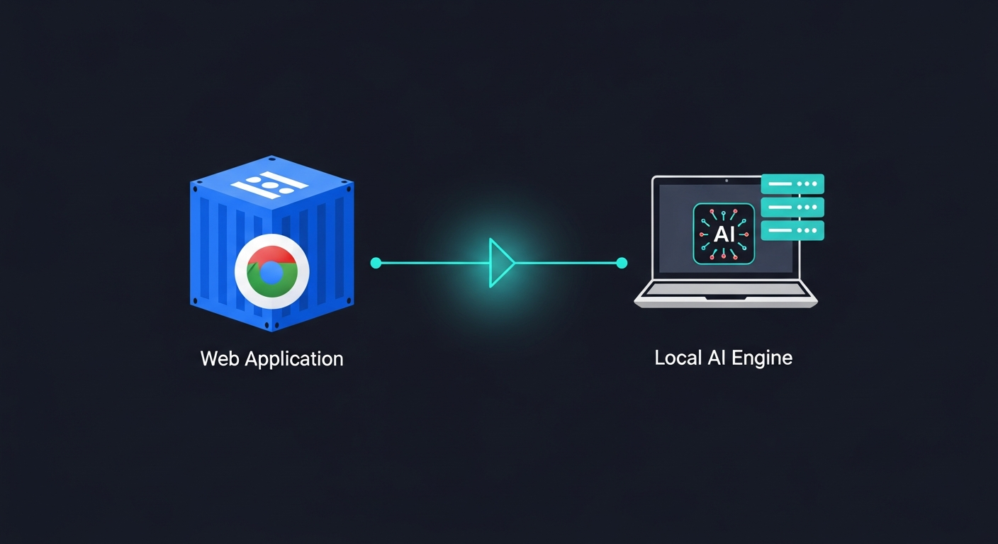 open webui ollama Docker networking diagram: container on the left bridged via host.docker.internal to the host machine running Ollama on port 11434 on the right