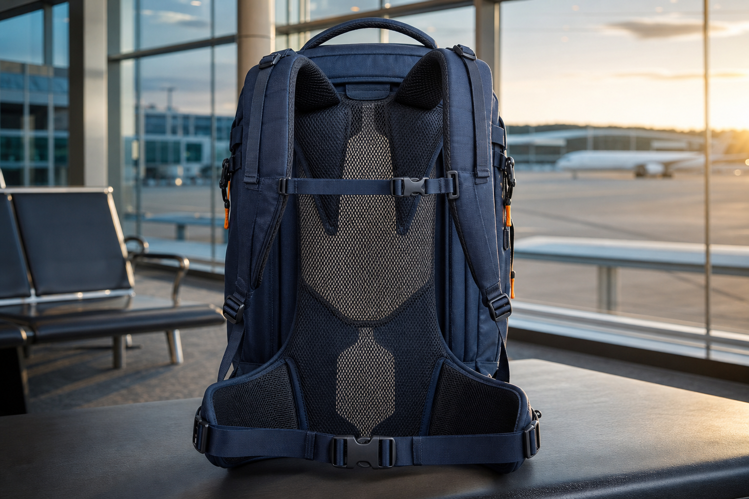 Osprey Tropos 32 backpack suspended mesh back panel at airport